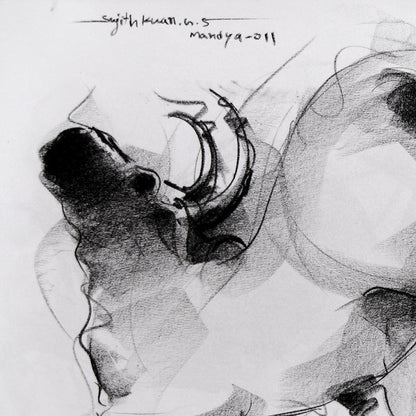 Bull Drawing-013 - SUJITH KUMAR GS MANDYA Art Studio Gallery (SKGSM Art Studio Gallery)