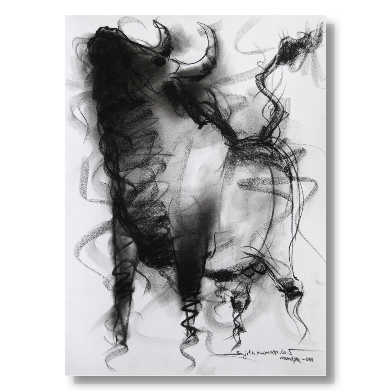 Bull Drawing-016 - SUJITH KUMAR GS MANDYA Art Studio Gallery (SKGSM Art Studio Gallery)