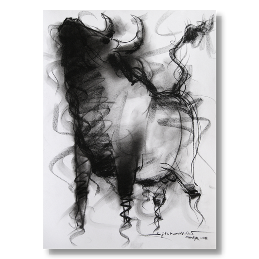 Bull Drawing-016 - SUJITH KUMAR GS MANDYA Art Studio Gallery (SKGSM Art Studio Gallery)