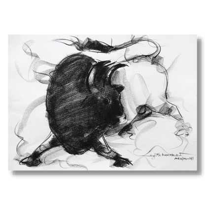 Bull Drawing-017 - SUJITH KUMAR GS MANDYA Art Studio Gallery (SKGSM Art Studio Gallery)