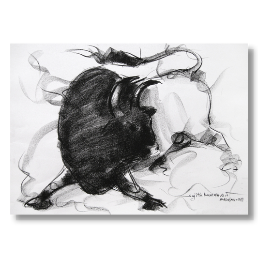 Bull Drawing-017 - SUJITH KUMAR GS MANDYA Art Studio Gallery (SKGSM Art Studio Gallery)