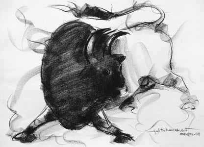 Bull Drawing-017 - SUJITH KUMAR GS MANDYA Art Studio Gallery (SKGSM Art Studio Gallery)