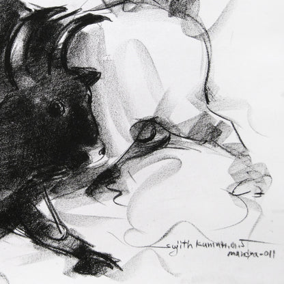 Bull Drawing-017 - SUJITH KUMAR GS MANDYA Art Studio Gallery (SKGSM Art Studio Gallery)