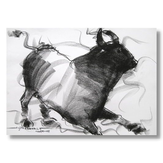 Bull Drawing-018 - SUJITH KUMAR GS MANDYA Art Studio Gallery (SKGSM Art Studio Gallery)