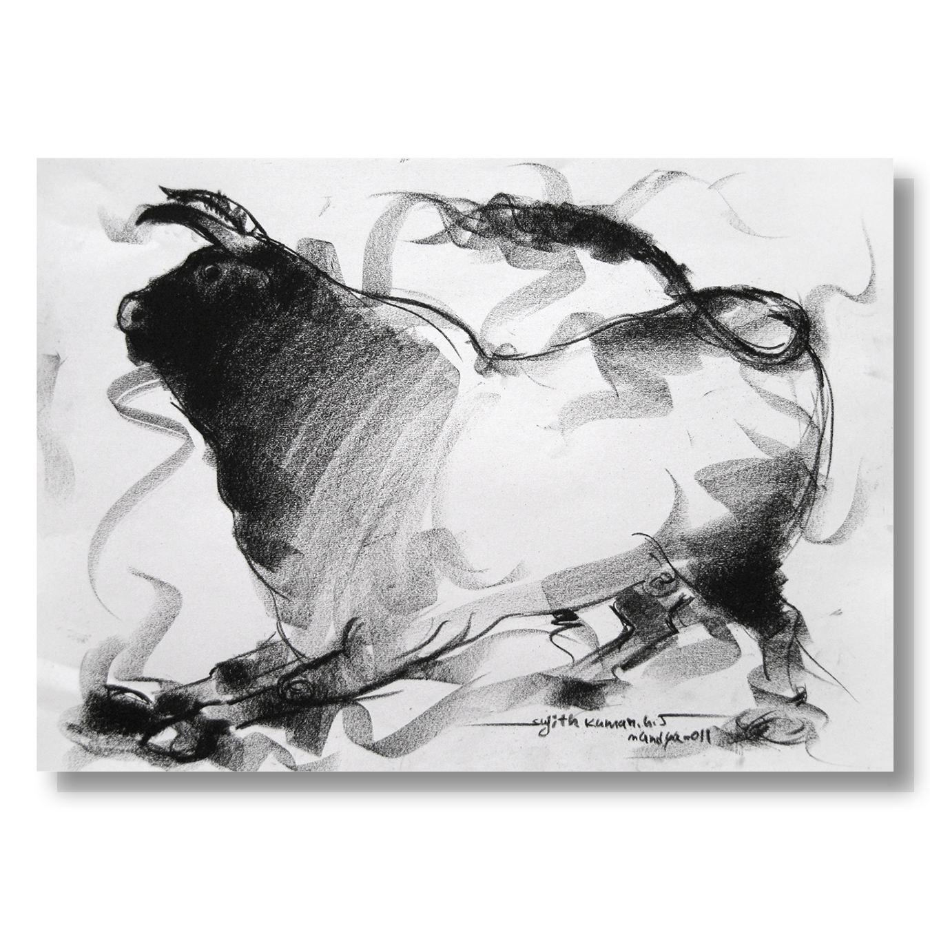 Bull Drawing-020 - SUJITH KUMAR GS MANDYA Art Studio Gallery (SKGSM Art Studio Gallery)
