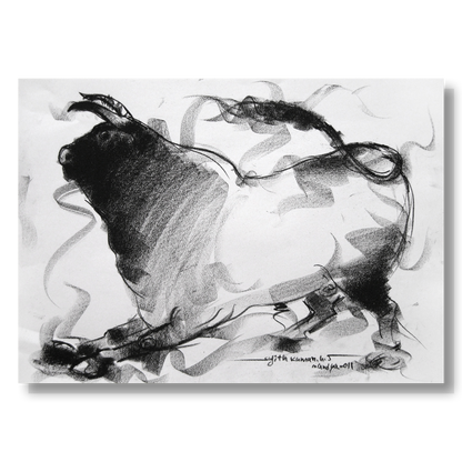 Bull Drawing-020 - SUJITH KUMAR GS MANDYA Art Studio Gallery (SKGSM Art Studio Gallery)