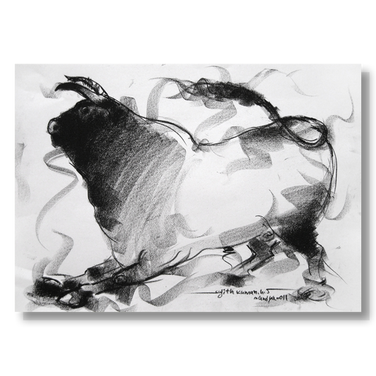 Bull Drawing-020 - SUJITH KUMAR GS MANDYA Art Studio Gallery (SKGSM Art Studio Gallery)