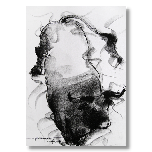 Bull Drawing-021 - SUJITH KUMAR GS MANDYA Art Studio Gallery (SKGSM Art Studio Gallery)
