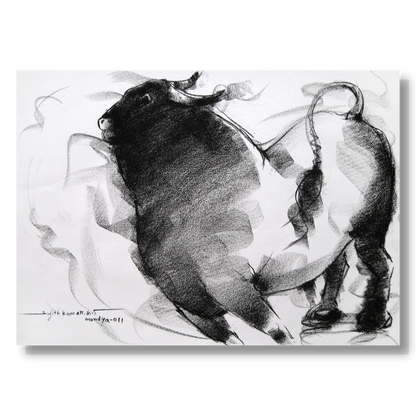 Bull Drawing-022 - SUJITH KUMAR GS MANDYA Art Studio Gallery (SKGSM Art Studio Gallery)