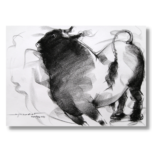 Bull Drawing-022 - SUJITH KUMAR GS MANDYA Art Studio Gallery (SKGSM Art Studio Gallery)