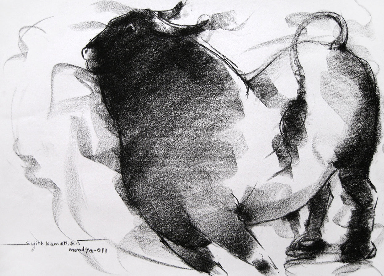 Bull Drawing-022 - SUJITH KUMAR GS MANDYA Art Studio Gallery (SKGSM Art Studio Gallery)