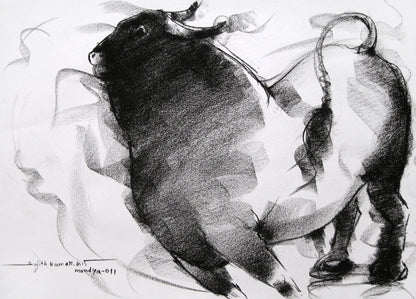 Bull Drawing-022 - SUJITH KUMAR GS MANDYA Art Studio Gallery (SKGSM Art Studio Gallery)