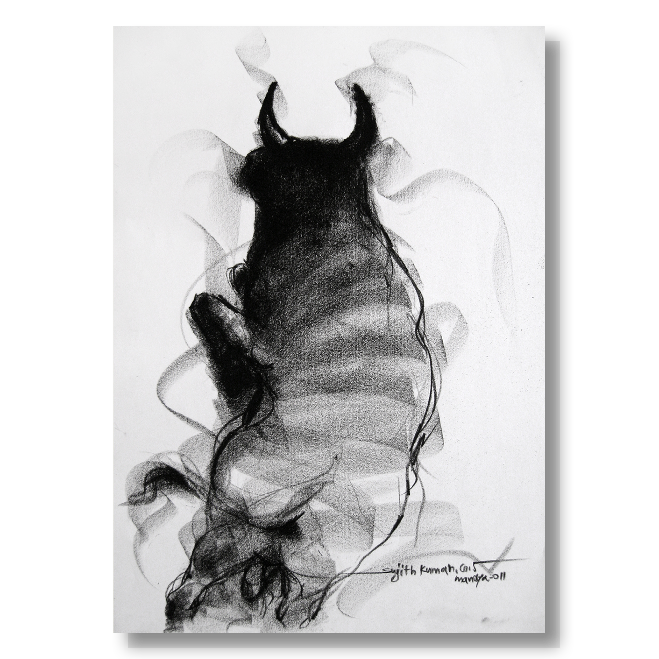 Bull Drawing-023 - SUJITH KUMAR GS MANDYA Art Studio Gallery (SKGSM Art Studio Gallery)