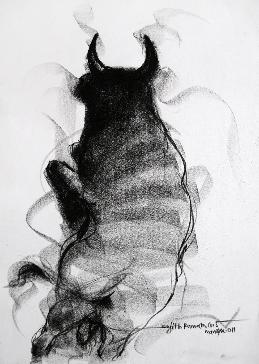 Bull Drawing-023 - SUJITH KUMAR GS MANDYA Art Studio Gallery (SKGSM Art Studio Gallery)