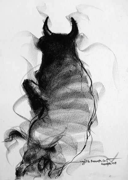 Bull Drawing-023 - SUJITH KUMAR GS MANDYA Art Studio Gallery (SKGSM Art Studio Gallery)