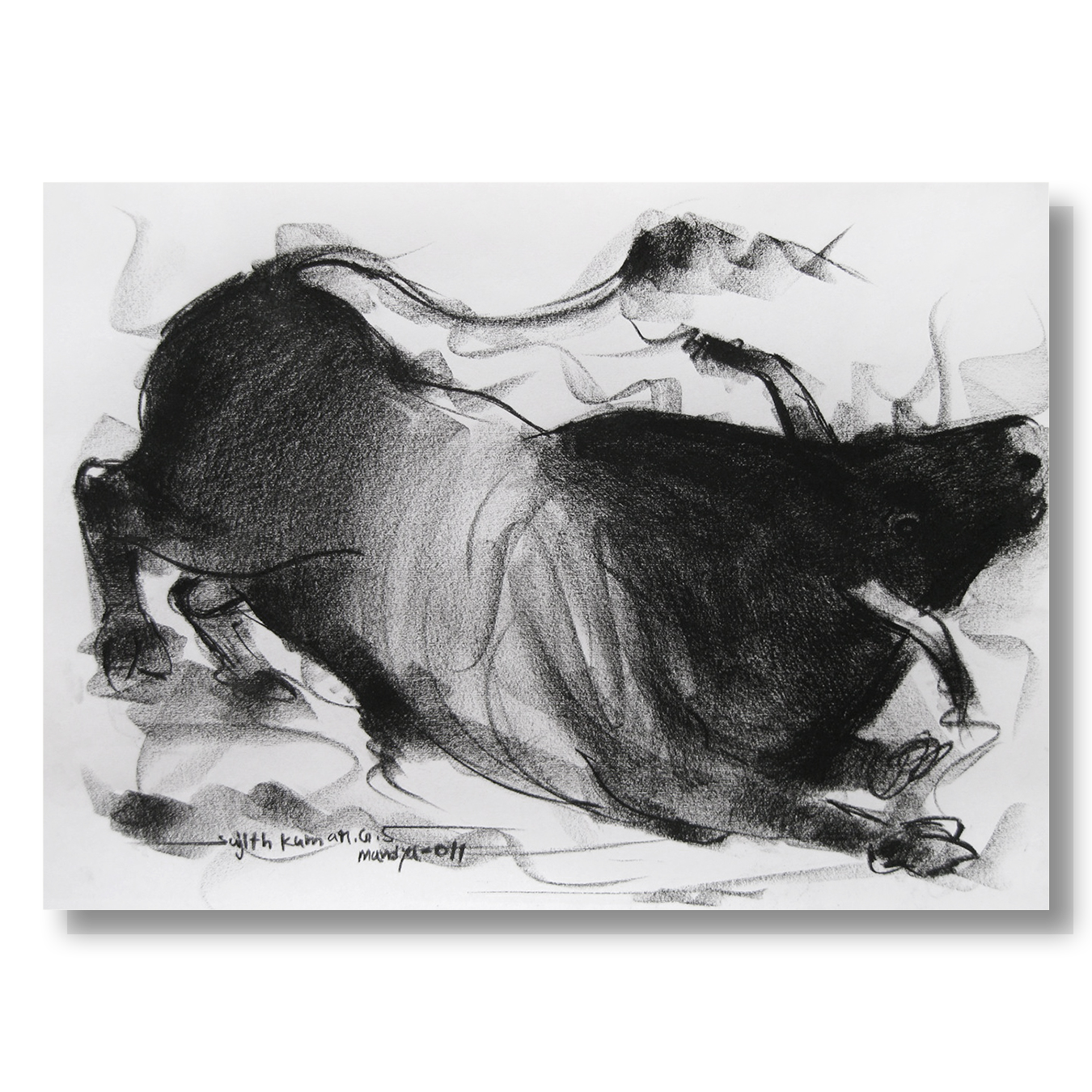 Bull Drawing-024 - SUJITH KUMAR GS MANDYA Art Studio Gallery (SKGSM Art Studio Gallery)
