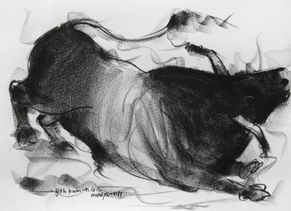 Bull Drawing-024 - SUJITH KUMAR GS MANDYA Art Studio Gallery (SKGSM Art Studio Gallery)