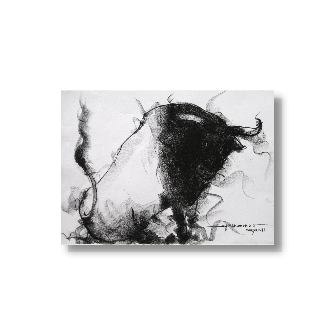 Bull Drawing-026 - SUJITH KUMAR GS MANDYA Art Studio Gallery (SKGSM Art Studio Gallery)