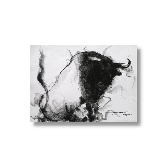 Bull Drawing-026 - SUJITH KUMAR GS MANDYA Art Studio Gallery (SKGSM Art Studio Gallery)