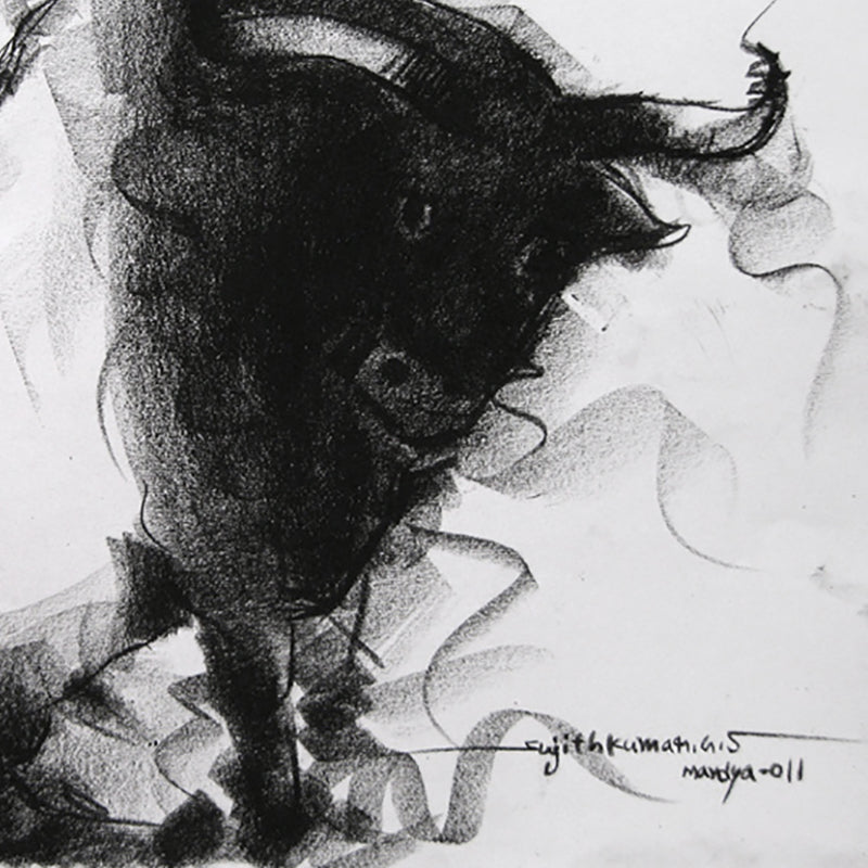 Bull Drawing-026 - SUJITH KUMAR GS MANDYA Art Studio Gallery (SKGSM Art Studio Gallery)