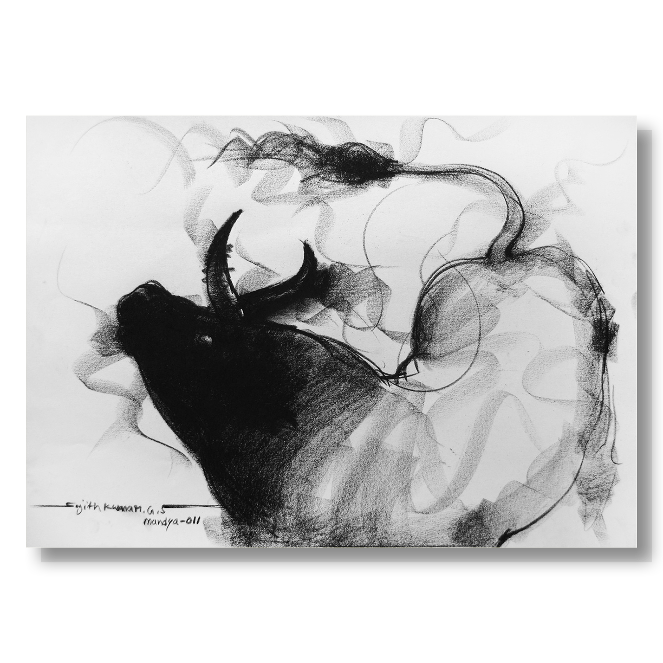 Bull Drawing-027 - SUJITH KUMAR GS MANDYA Art Studio Gallery (SKGSM Art Studio Gallery)