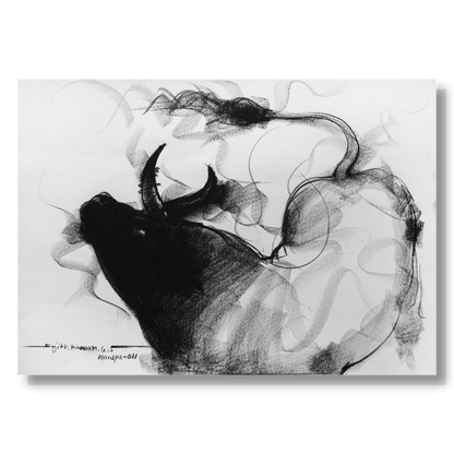 Bull Drawing-027 - SUJITH KUMAR GS MANDYA Art Studio Gallery (SKGSM Art Studio Gallery)