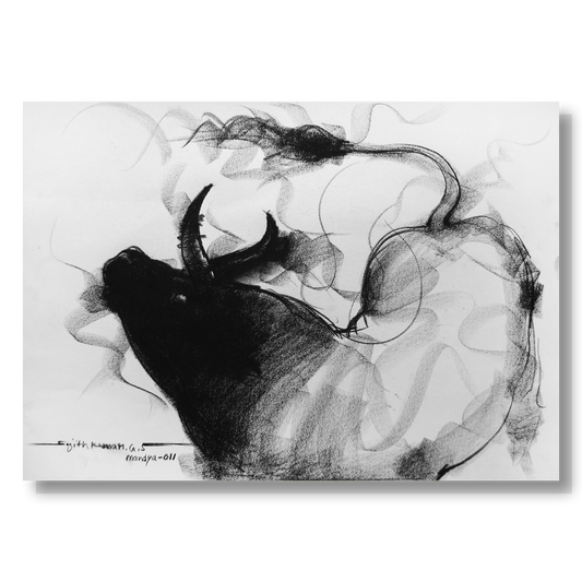 Bull Drawing-027 - SUJITH KUMAR GS MANDYA Art Studio Gallery (SKGSM Art Studio Gallery)