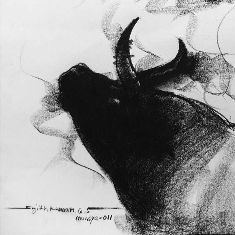 Bull Drawing-027 - SUJITH KUMAR GS MANDYA Art Studio Gallery (SKGSM Art Studio Gallery)