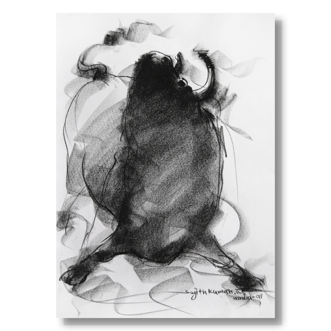 Bull Drawing-028 - SUJITH KUMAR GS MANDYA Art Studio Gallery (SKGSM Art Studio Gallery)