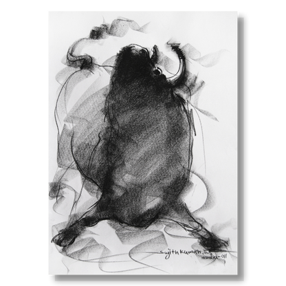 Bull Drawing-028 - SUJITH KUMAR GS MANDYA Art Studio Gallery (SKGSM Art Studio Gallery)