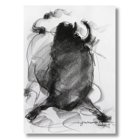 Bull Drawing-028 - SUJITH KUMAR GS MANDYA Art Studio Gallery (SKGSM Art Studio Gallery)