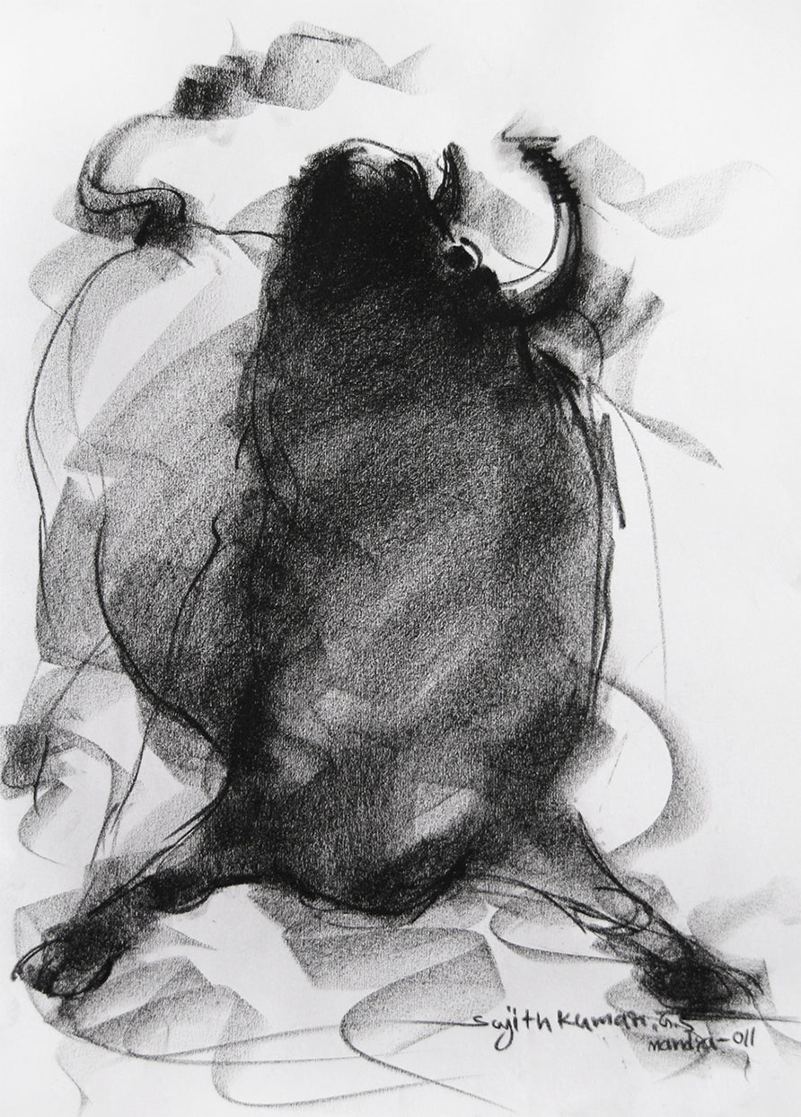 Bull Drawing-028 - SUJITH KUMAR GS MANDYA Art Studio Gallery (SKGSM Art Studio Gallery)