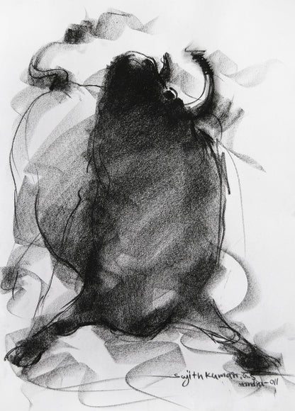 Bull Drawing-028 - SUJITH KUMAR GS MANDYA Art Studio Gallery (SKGSM Art Studio Gallery)