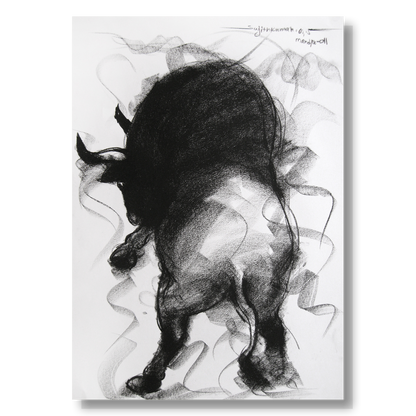 Bull Drawing-029 - SUJITH KUMAR GS MANDYA Art Studio Gallery (SKGSM Art Studio Gallery)