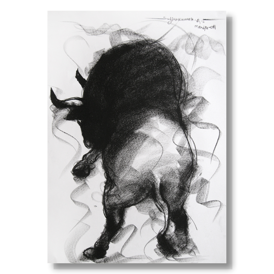 Bull Drawing-029 - SUJITH KUMAR GS MANDYA Art Studio Gallery (SKGSM Art Studio Gallery)