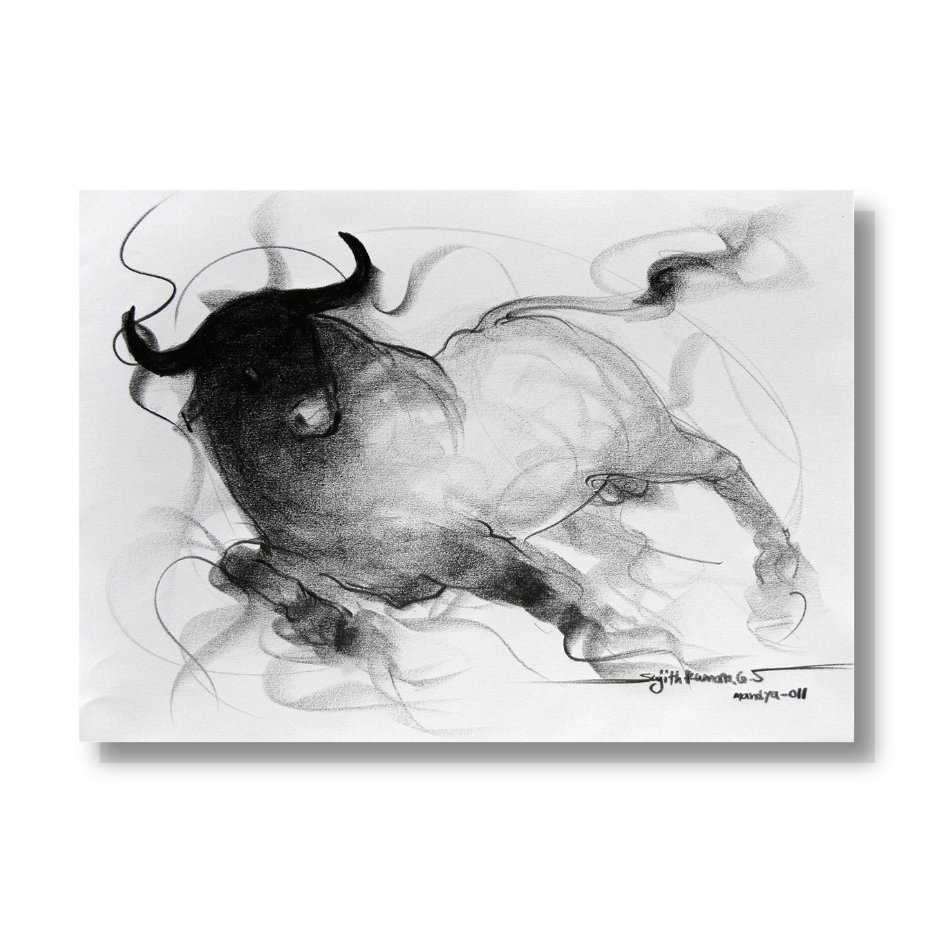 Bull Drawing-032 - SUJITH KUMAR GS MANDYA Art Studio Gallery (SKGSM Art Studio Gallery)