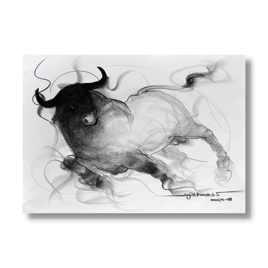 Bull Drawing-032 - SUJITH KUMAR GS MANDYA Art Studio Gallery (SKGSM Art Studio Gallery)
