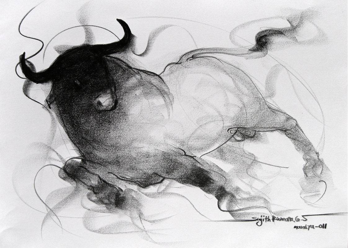 Bull Drawing-032 - SUJITH KUMAR GS MANDYA Art Studio Gallery (SKGSM Art Studio Gallery)