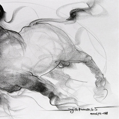 Bull Drawing-032 - SUJITH KUMAR GS MANDYA Art Studio Gallery (SKGSM Art Studio Gallery)