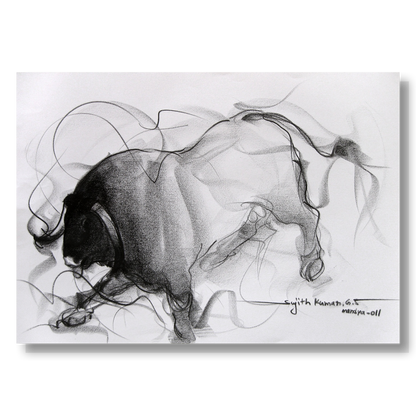 Bull Drawing-033 - SUJITH KUMAR GS MANDYA Art Studio Gallery (SKGSM Art Studio Gallery)