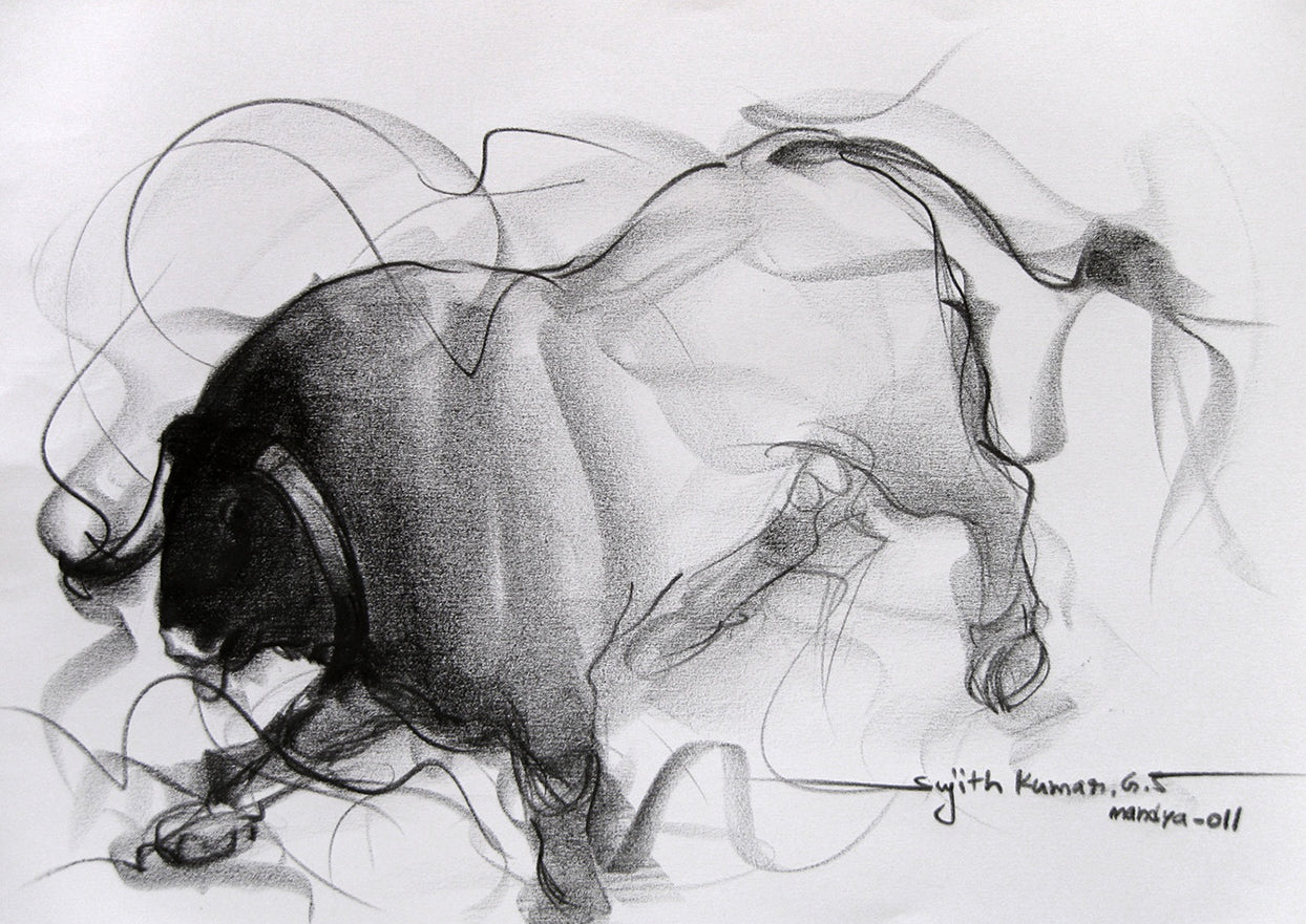 Bull Drawing-033 - SUJITH KUMAR GS MANDYA Art Studio Gallery (SKGSM Art Studio Gallery)