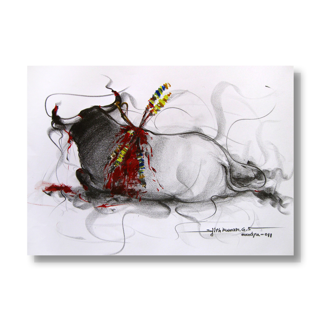 Bull Drawing-034 - SUJITH KUMAR GS MANDYA Art Studio Gallery (SKGSM Art Studio Gallery)