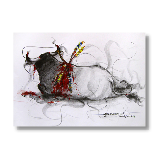 Bull Drawing-034 - SUJITH KUMAR GS MANDYA Art Studio Gallery (SKGSM Art Studio Gallery)