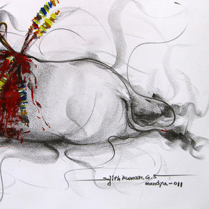 Bull Drawing-034 - SUJITH KUMAR GS MANDYA Art Studio Gallery (SKGSM Art Studio Gallery)