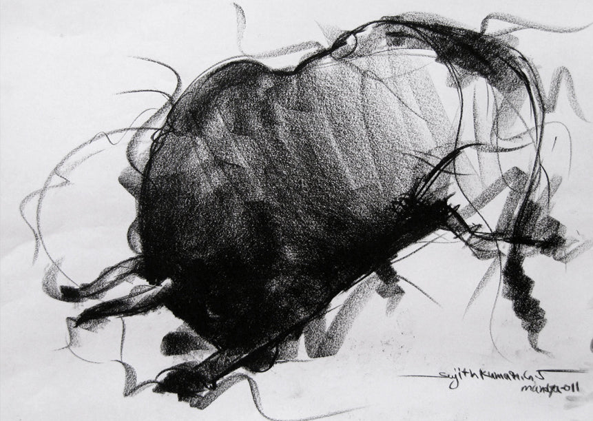 Bull Drawing-036 - SUJITH KUMAR GS MANDYA Art Studio Gallery (SKGSM Art Studio Gallery)