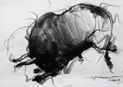 Bull Drawing-036 - SUJITH KUMAR GS MANDYA Art Studio Gallery (SKGSM Art Studio Gallery)