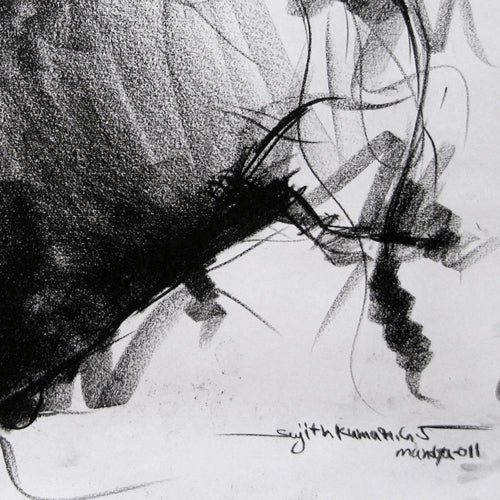 Bull Drawing-036 - SUJITH KUMAR GS MANDYA Art Studio Gallery (SKGSM Art Studio Gallery)
