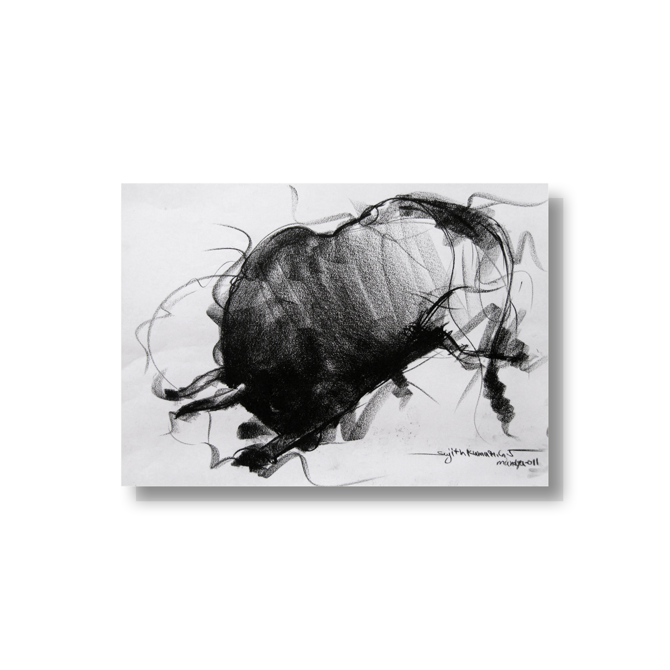 Bull Drawing-036 - SUJITH KUMAR GS MANDYA Art Studio Gallery (SKGSM Art Studio Gallery)