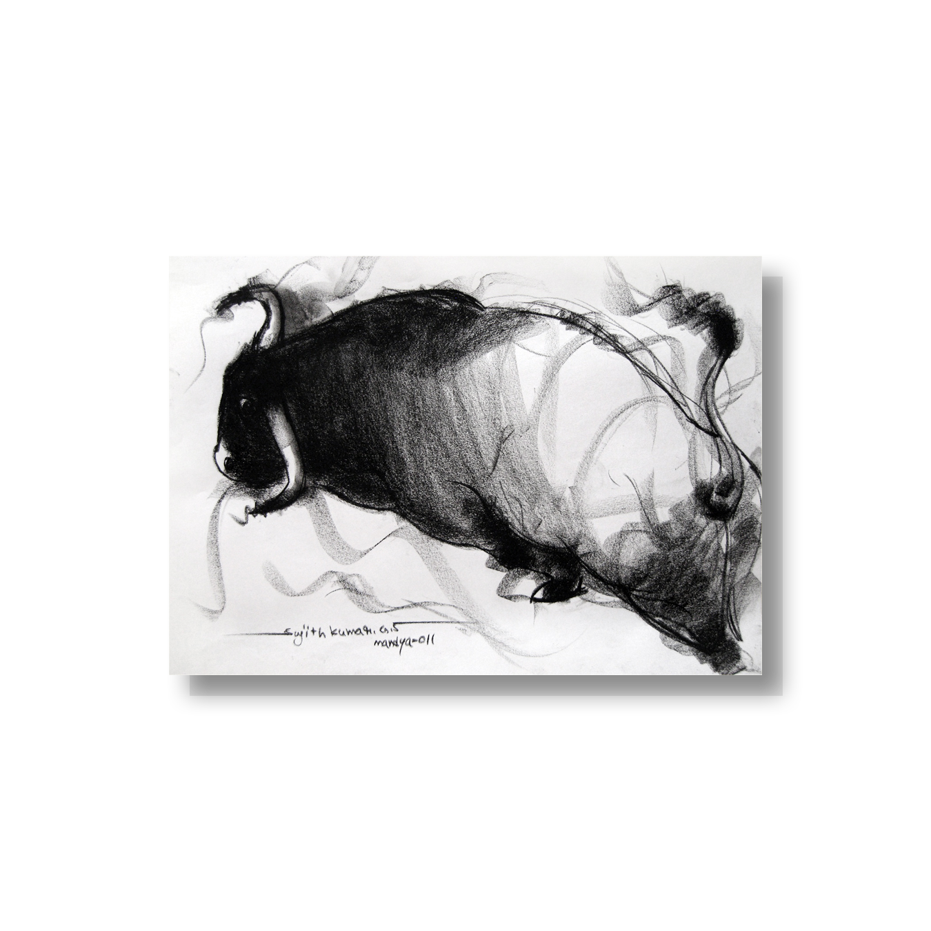 Bull Drawing-037 - SUJITH KUMAR GS MANDYA Art Studio Gallery (SKGSM Art Studio Gallery)
