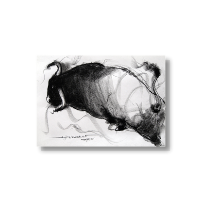 Bull Drawing-037 - SUJITH KUMAR GS MANDYA Art Studio Gallery (SKGSM Art Studio Gallery)